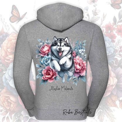 Felpa PEONY - ALASKAN MALAMUTE - Con Cappuccio e Full Zip, Uomo o Donna, in tanti colori - dalla XS alla 5XL