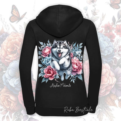Felpa PEONY - ALASKAN MALAMUTE - Con Cappuccio e Full Zip, Uomo o Donna, in tanti colori - dalla XS alla 5XL