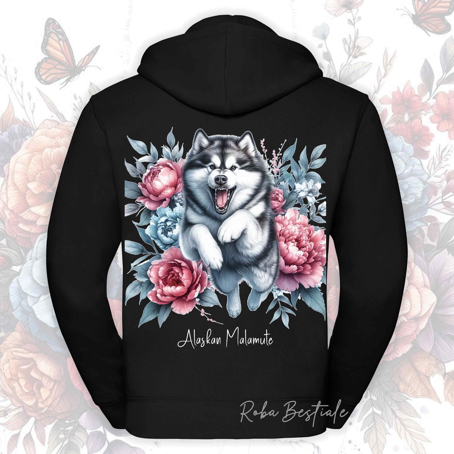 Felpa PEONY - ALASKAN MALAMUTE - Con Cappuccio e Full Zip, Uomo o Donna, in tanti colori - dalla XS alla 5XL