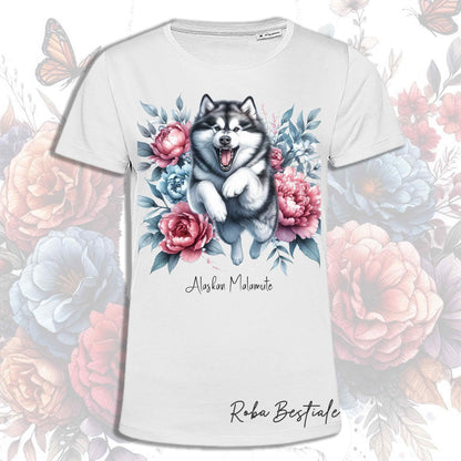 T-Shirt PEONY - ALASKAN MALAMUTE - Bianca o Beige, Uomo o Donna, dalla XS alla 5XL