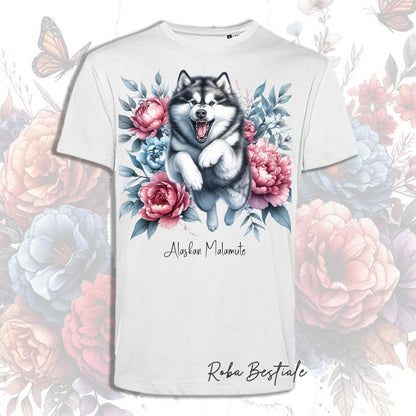T-Shirt PEONY - ALASKAN MALAMUTE - Bianca o Beige, Uomo o Donna, dalla XS alla 5XL
