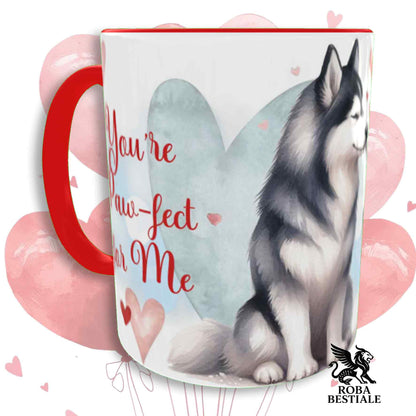 Tazza LOVE ME - ALASKAN MALAMUTE Nero - In Ceramica, con dettagli Rossi - 330 ml
