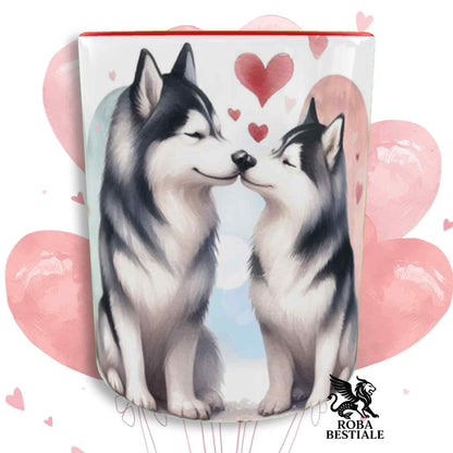 Tazza LOVE ME - ALASKAN MALAMUTE Nero - In Ceramica, con dettagli Rossi - 330 ml