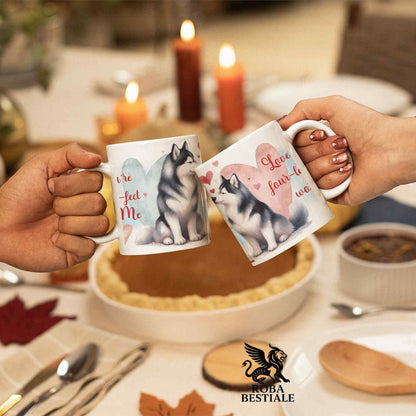 Tazza LOVE ME - ALASKAN MALAMUTE Nero - In Ceramica, con dettagli Rossi - 330 ml