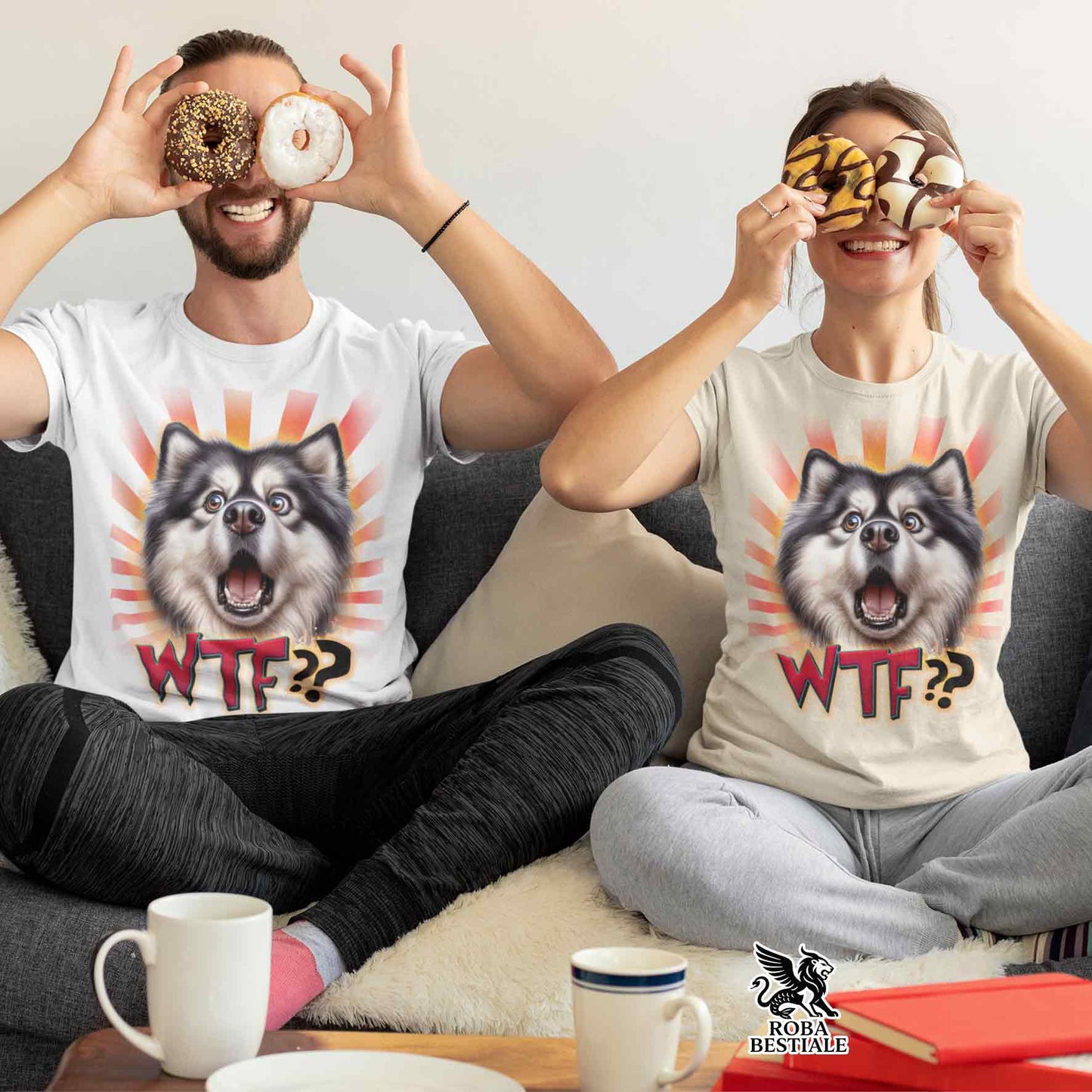 T-Shirt WTF?? - ALASKAN MALAMUTE Bianco e Nero - Bianca o Beige, da Uomo o da Donna - dalla XS alla 5XL