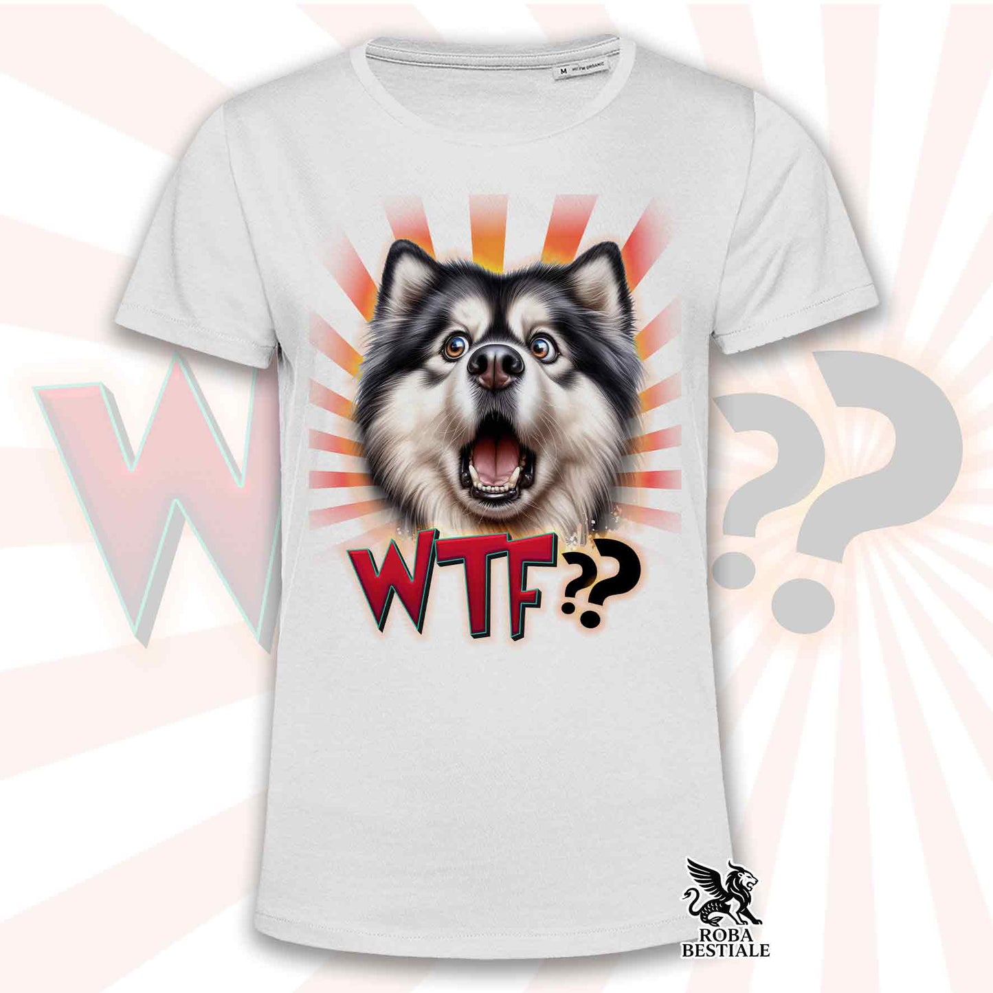 T-Shirt WTF?? - ALASKAN MALAMUTE Bianco e Nero - Bianca o Beige, da Uomo o da Donna - dalla XS alla 5XL