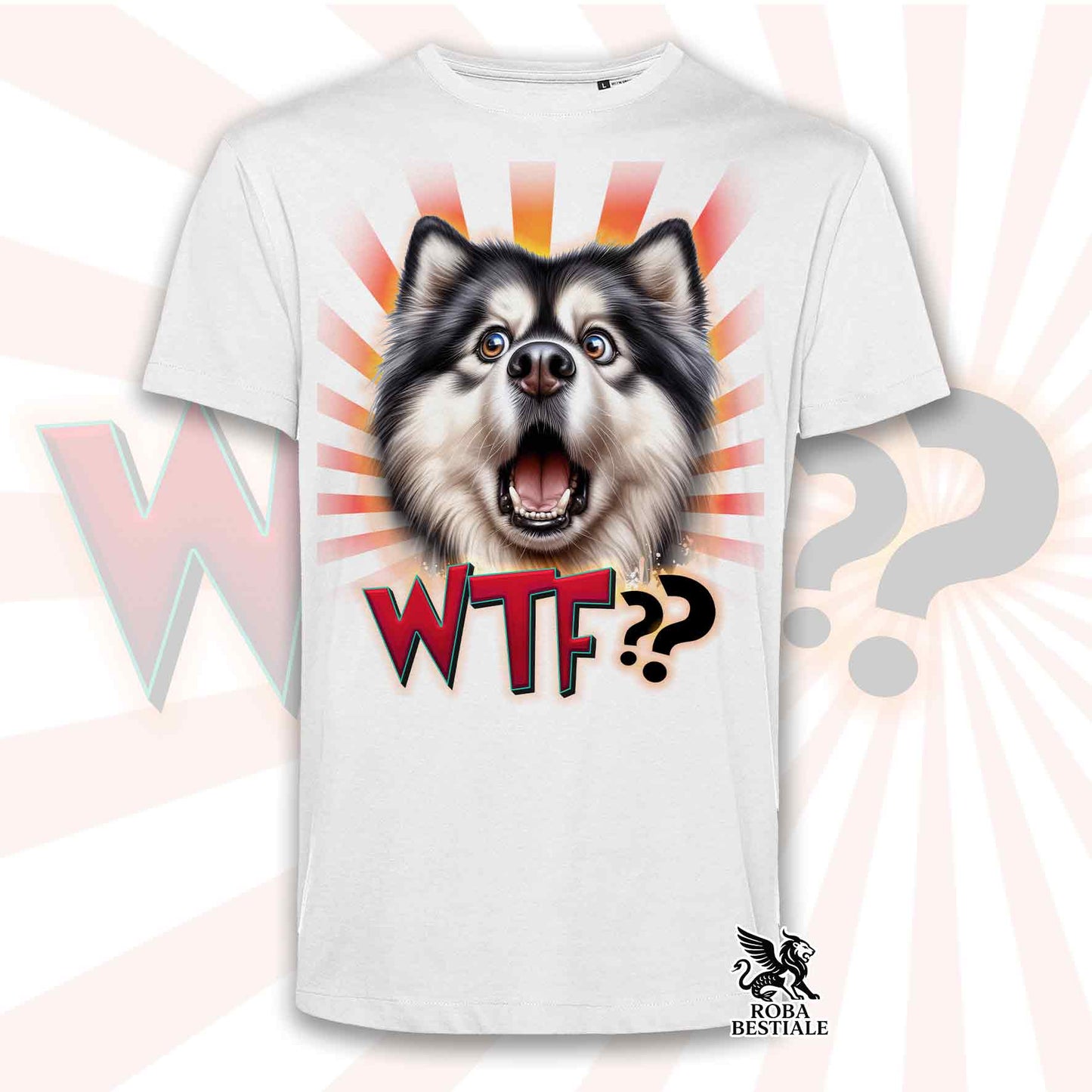 T-Shirt WTF?? - ALASKAN MALAMUTE Bianco e Nero - Bianca o Beige, da Uomo o da Donna - dalla XS alla 5XL