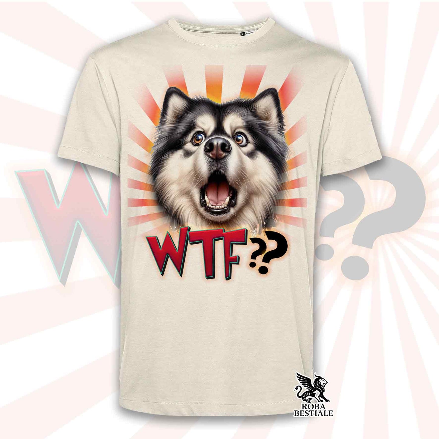 T-Shirt WTF?? - ALASKAN MALAMUTE Bianco e Nero - Bianca o Beige, da Uomo o da Donna - dalla XS alla 5XL