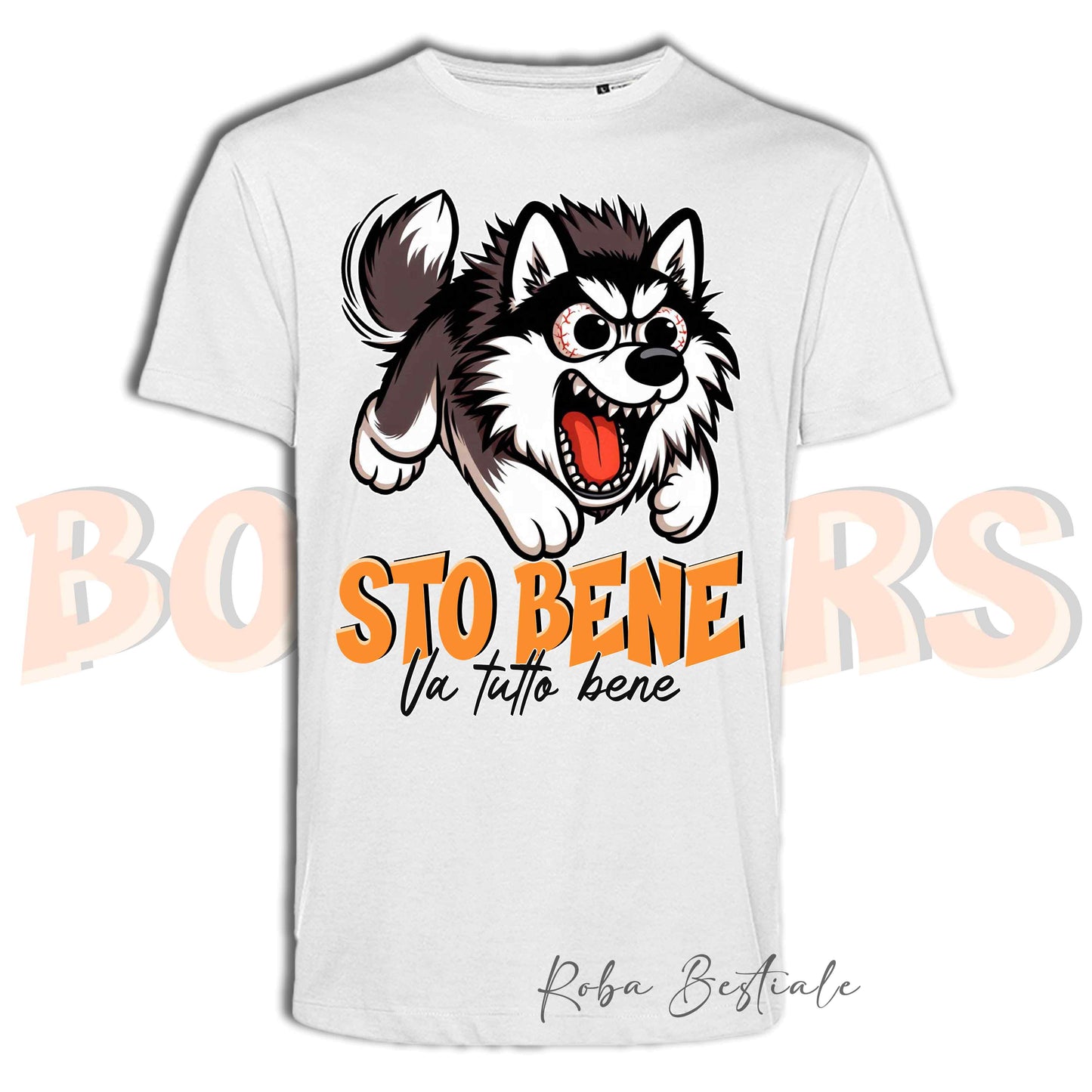 T-Shirt BONKERS - STO BENE - ALASKAN MALAMUTE Grigio - Uomo o Donna - dalla XS alla 5XL