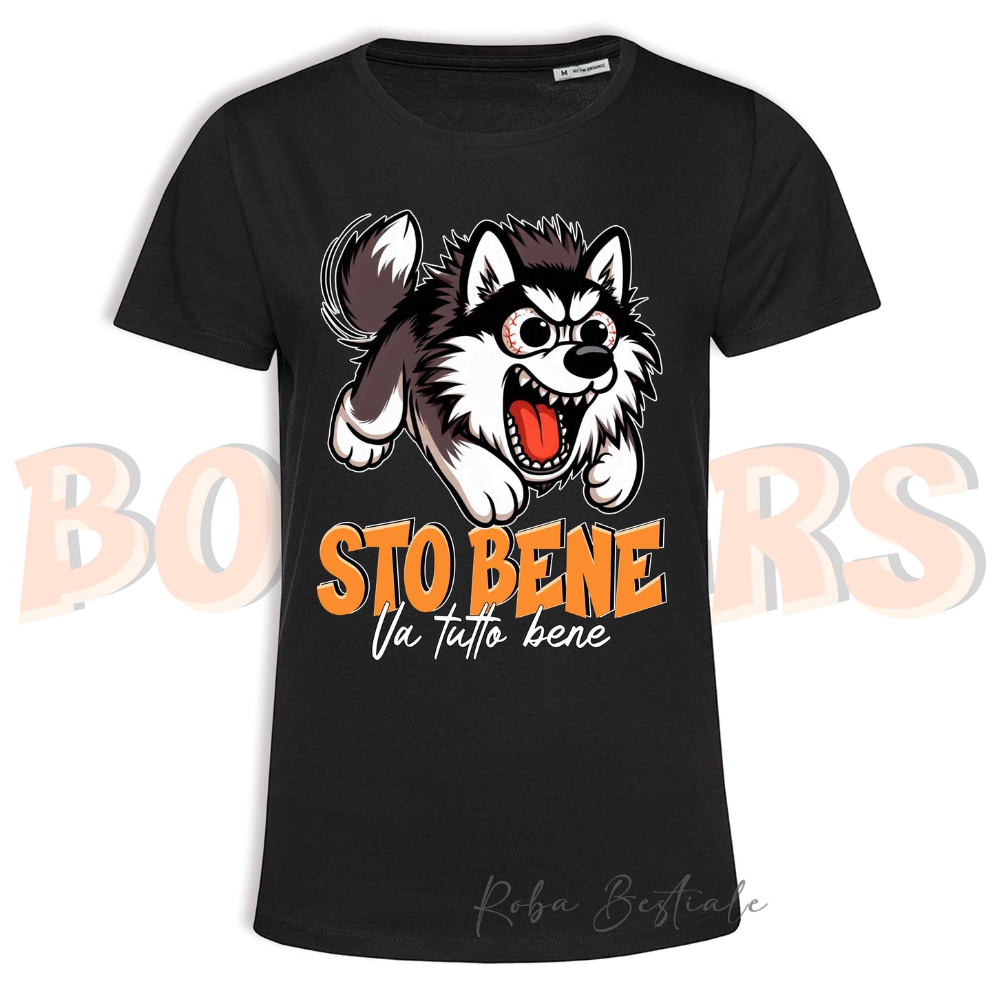 T-Shirt BONKERS - STO BENE - ALASKAN MALAMUTE Grigio - Uomo o Donna - dalla XS alla 5XL