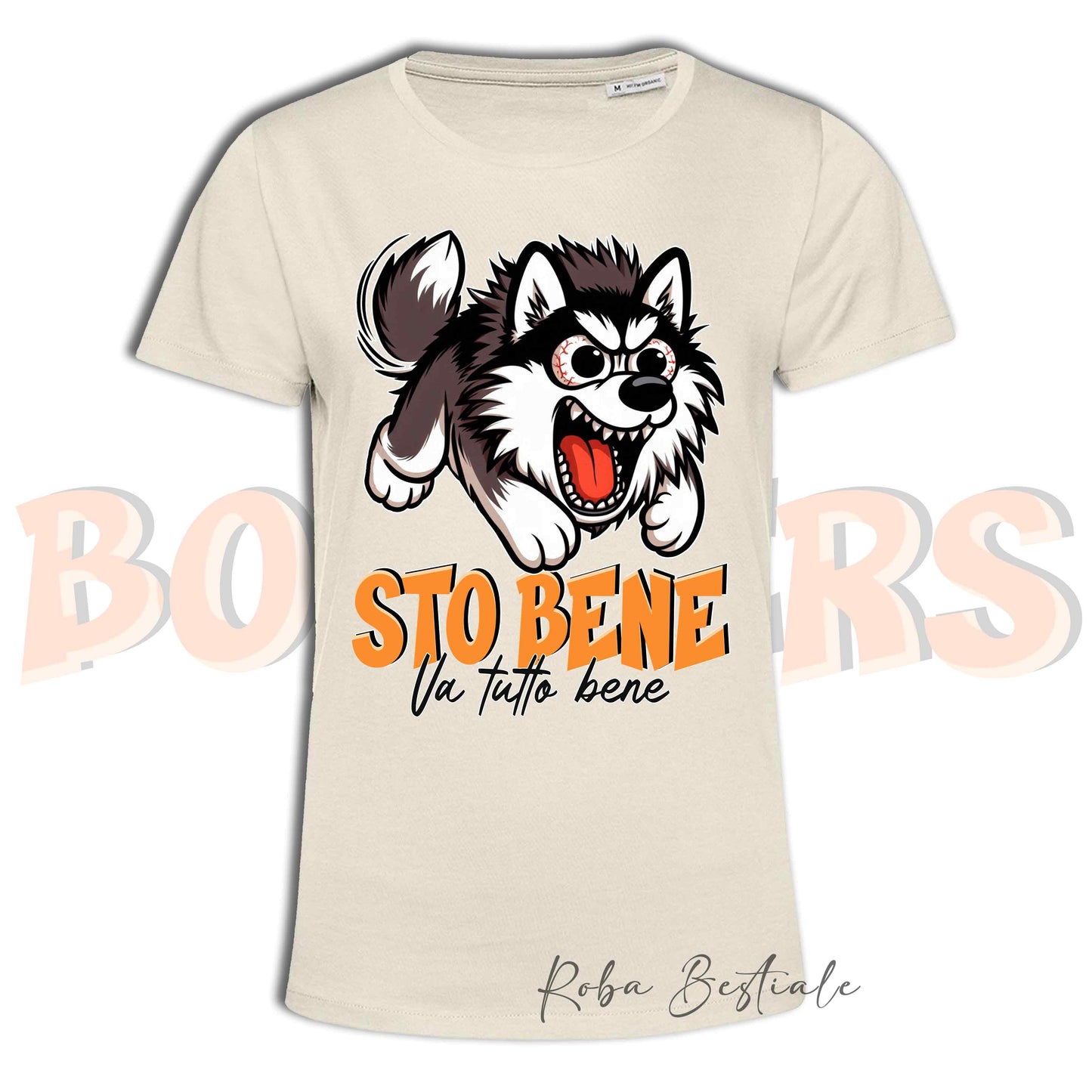 T-Shirt BONKERS - STO BENE - ALASKAN MALAMUTE Grigio - Uomo o Donna - dalla XS alla 5XL