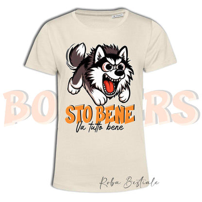 T-Shirt BONKERS - STO BENE - ALASKAN MALAMUTE Grigio - Uomo o Donna - dalla XS alla 5XL