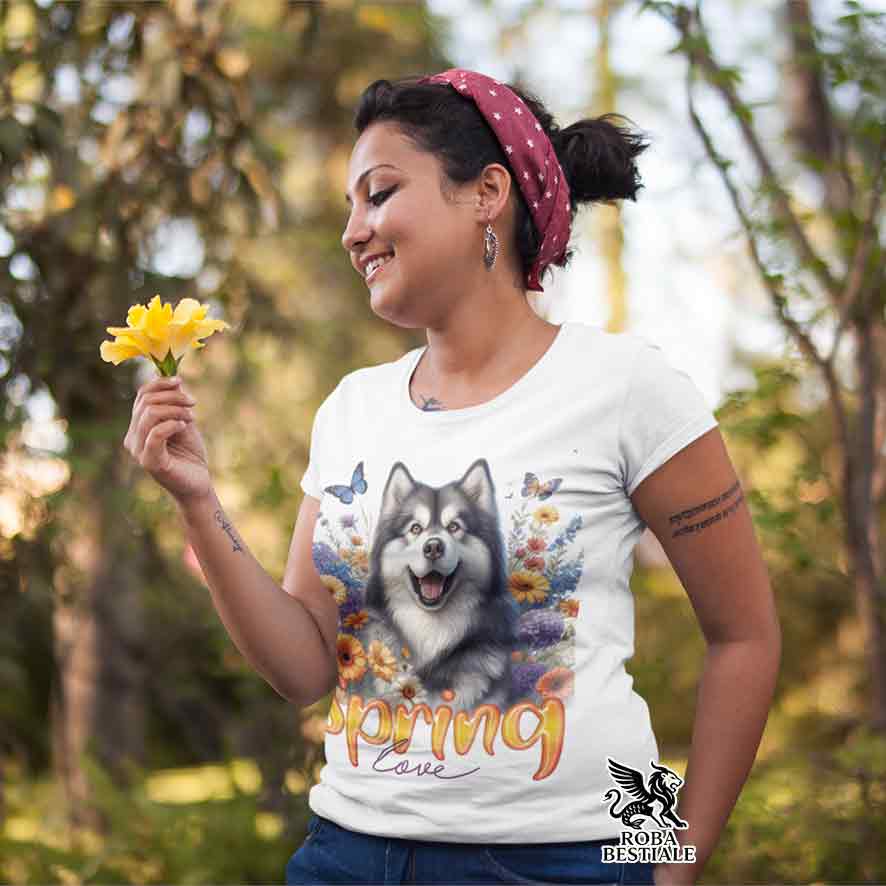 T-Shirt SPRING Love - ALASKAN MALAMUTE Grigio - Bianca o Beige, da Uomo o da Donna - dalla XS alla 5XL