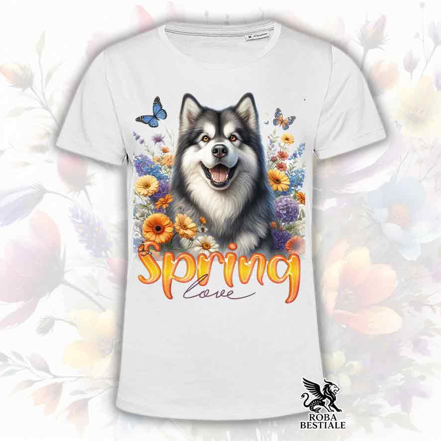 T-Shirt SPRING Love - ALASKAN MALAMUTE Grigio - Bianca o Beige, da Uomo o da Donna - dalla XS alla 5XL