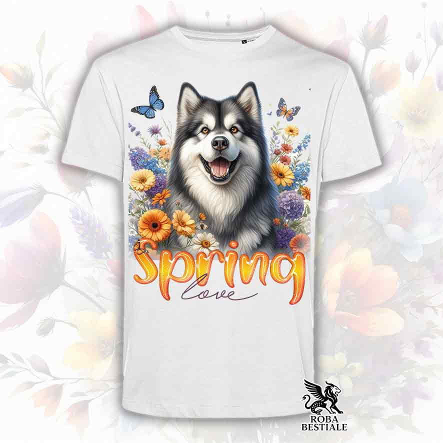 T-Shirt SPRING Love - ALASKAN MALAMUTE Grigio - Bianca o Beige, da Uomo o da Donna - dalla XS alla 5XL