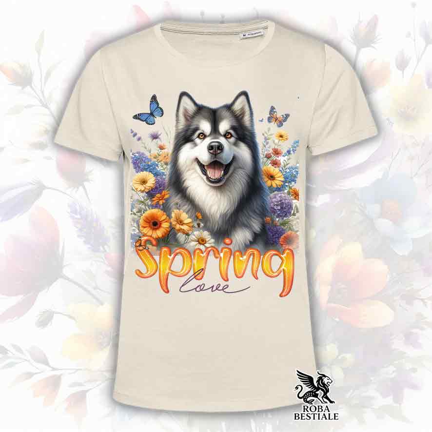 T-Shirt SPRING Love - ALASKAN MALAMUTE Grigio - Bianca o Beige, da Uomo o da Donna - dalla XS alla 5XL