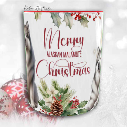 Tazza VINTAGE WINTER - ALASKAN MALAMUTE Grigio Chiaro - In Ceramica, con dettagli Rossi - 330 ml