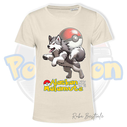 T-Shirt POKEMON - ALASKAN MALAMUTE Grigio Chiaro - Uomo o Donna - Bianca, Nera o Beige - dalla XS alla 5XL