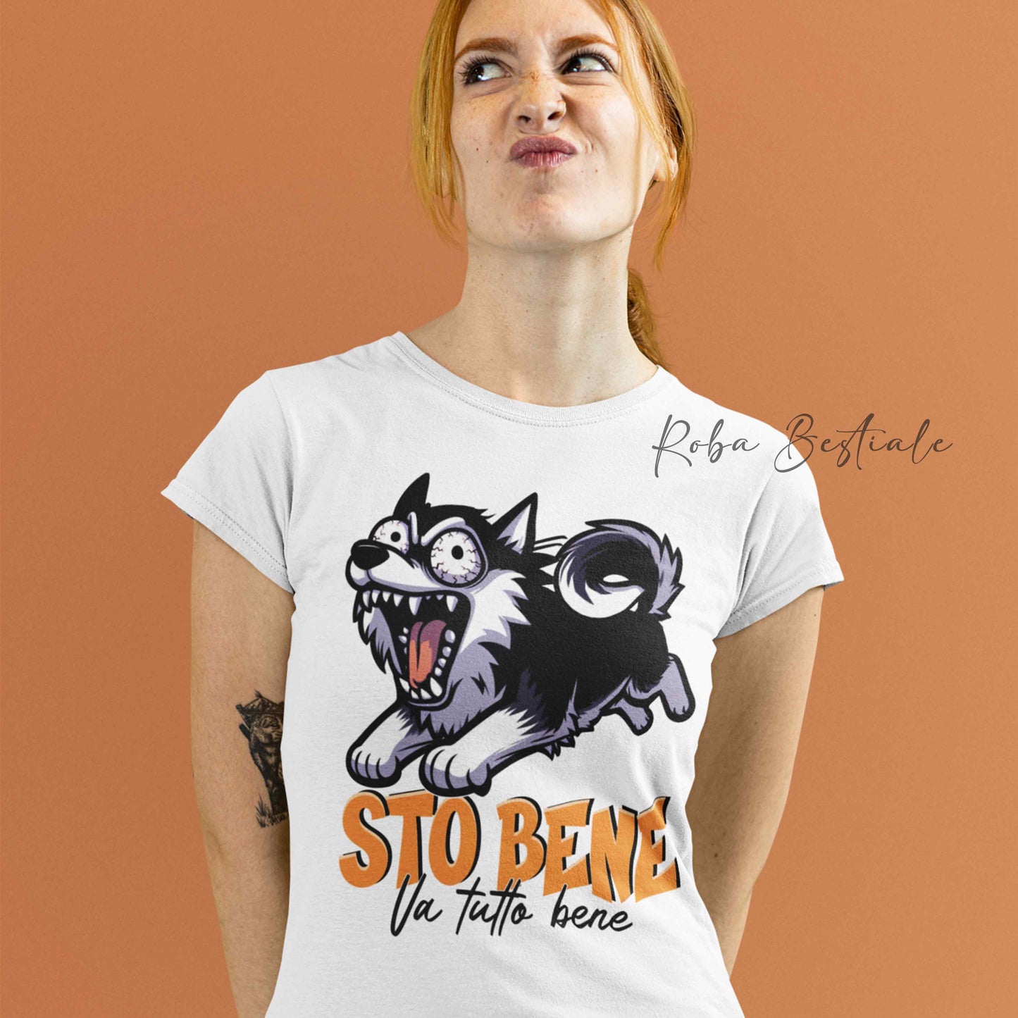 T-Shirt BONKERS - STO BENE - ALASKAN MALAMUTE Nero - Uomo o Donna - dalla XS alla 5XL