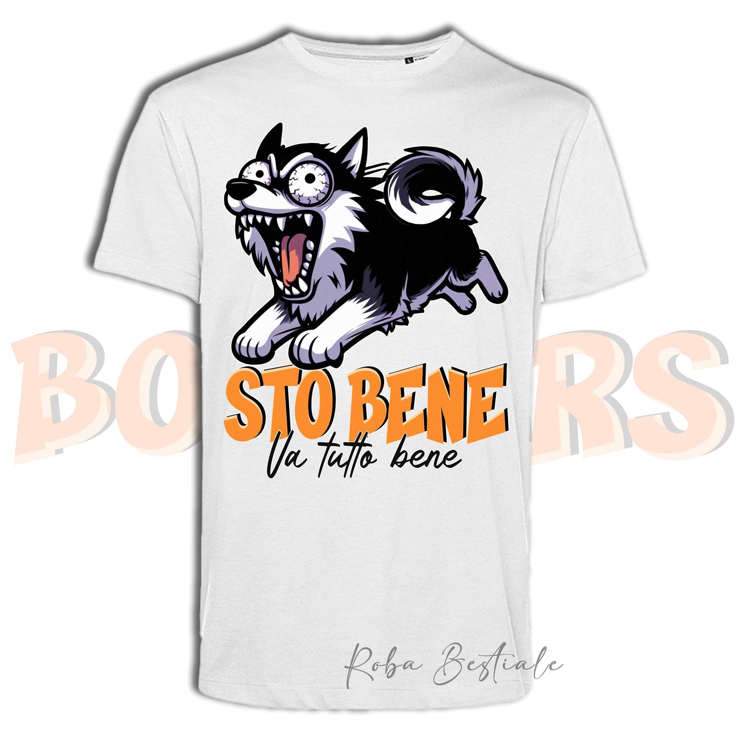T-Shirt BONKERS - STO BENE - ALASKAN MALAMUTE Nero - Uomo o Donna - dalla XS alla 5XL