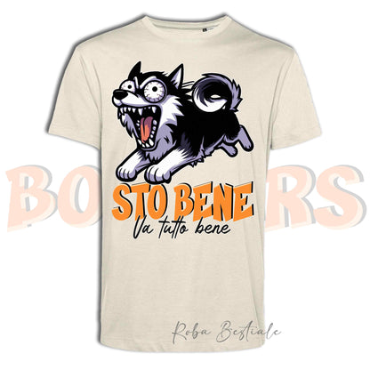 T-Shirt BONKERS - STO BENE - ALASKAN MALAMUTE Nero - Uomo o Donna - dalla XS alla 5XL