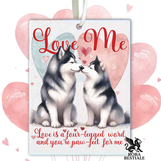 Deodorante Auto LOVE ME - ALASKAN MALAMUTE Nero - In Feltro, con cordino - 7,5 x 10 cm
