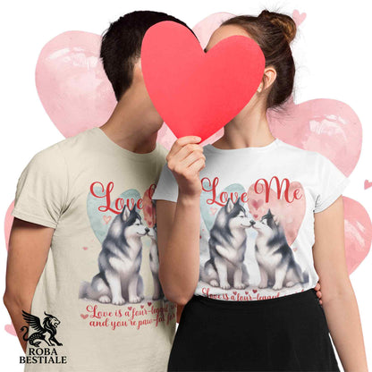 T-shirt LOVE ME - ALASKAN MALAMUTE Nero - Bianca o Beige, Uomo o Donna - dalla XS alla 5XL