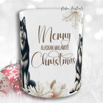 Tazza COZY WINTER - ALASKAN MALAMUTE Nero - In Ceramica, con manico color Oro - 330 ml