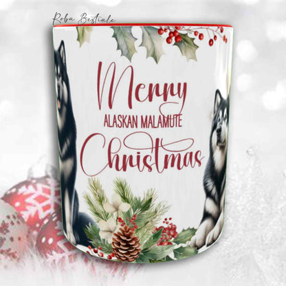 Tazza VINTAGE WINTER - ALASKAN MALAMUTE Nero - In Ceramica, con dettagli Rossi - 330 ml