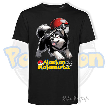 T-Shirt POKEMON - ALASKAN MALAMUTE Nero - Uomo o Donna - Bianca, Nera o Beige - dalla XS alla 5XL
