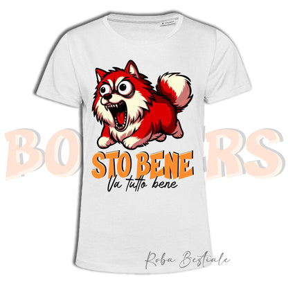 T-Shirt BONKERS - STO BENE - ALASKAN MALAMUTE Rosso - Uomo o Donna - dalla XS alla 5XL