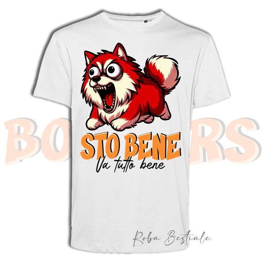 T-Shirt BONKERS - STO BENE - ALASKAN MALAMUTE Rosso - Uomo o Donna - dalla XS alla 5XL