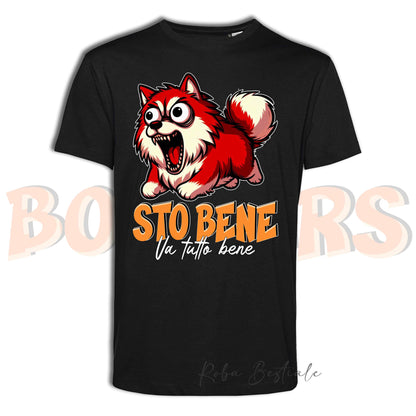 T-Shirt BONKERS - STO BENE - ALASKAN MALAMUTE Rosso - Uomo o Donna - dalla XS alla 5XL