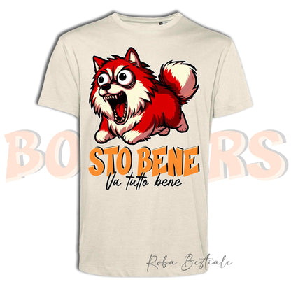 T-Shirt BONKERS - STO BENE - ALASKAN MALAMUTE Rosso - Uomo o Donna - dalla XS alla 5XL