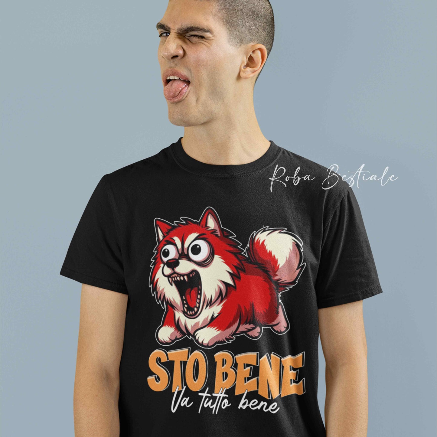 T-Shirt BONKERS - STO BENE - ALASKAN MALAMUTE Rosso - Uomo o Donna - dalla XS alla 5XL