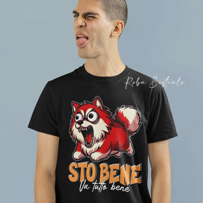 T-Shirt BONKERS - STO BENE - ALASKAN MALAMUTE Rosso - Uomo o Donna - dalla XS alla 5XL