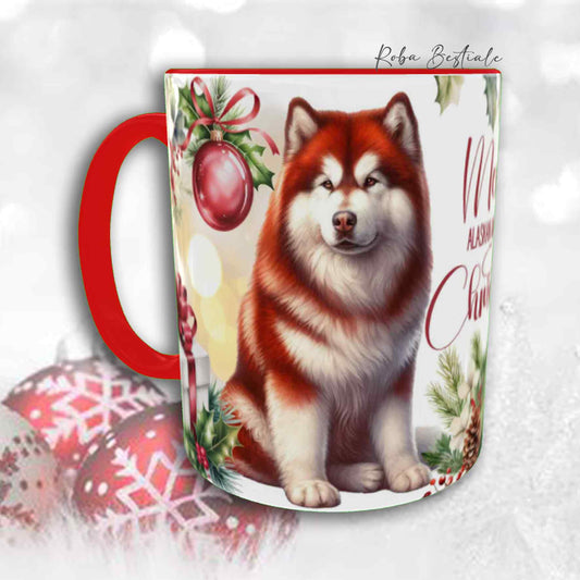 Tazza VINTAGE WINTER - ALASKAN MALAMUTE Rosso - In Ceramica, con dettagli Rossi - 330 ml