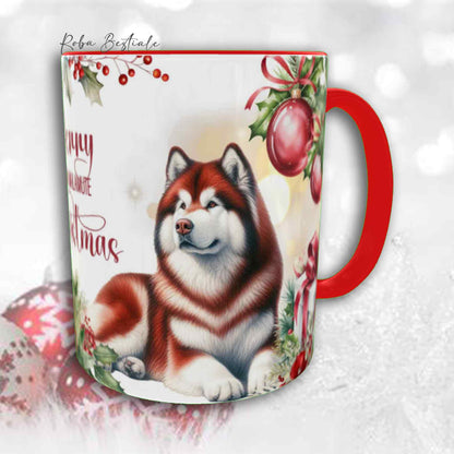Tazza VINTAGE WINTER - ALASKAN MALAMUTE Rosso - In Ceramica, con dettagli Rossi - 330 ml
