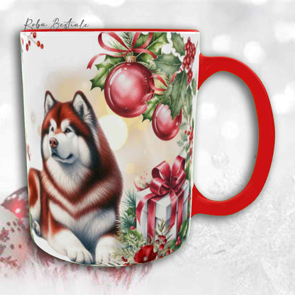 Tazza VINTAGE WINTER - ALASKAN MALAMUTE Rosso - In Ceramica, con dettagli Rossi - 330 ml