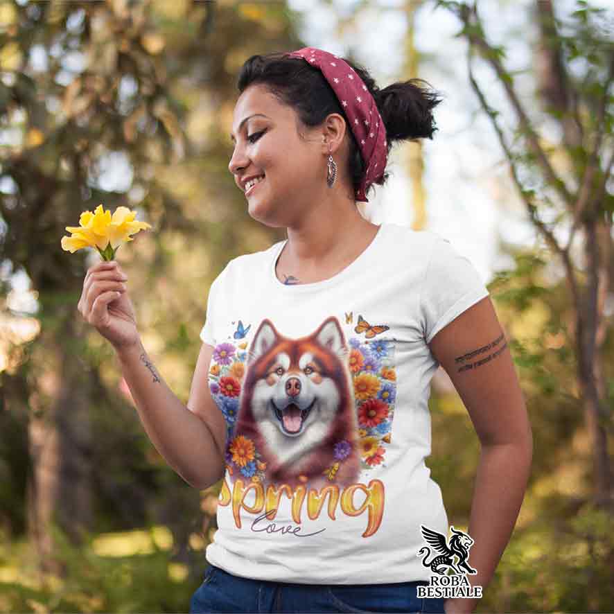 T-Shirt SPRING Love - ALASKAN MALAMUTE Rosso - Bianca o Beige, da Uomo o da Donna - dalla XS alla 5XL