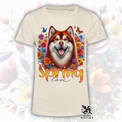 T-Shirt SPRING Love - ALASKAN MALAMUTE Rosso - Bianca o Beige, da Uomo o da Donna - dalla XS alla 5XL