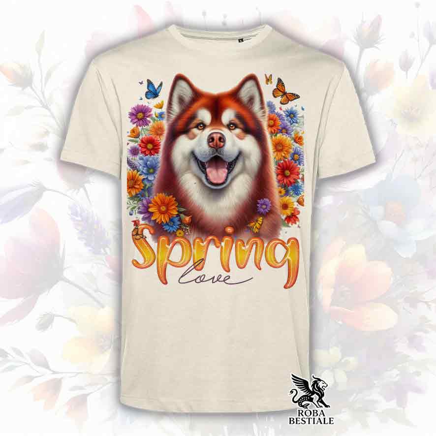 T-Shirt SPRING Love - ALASKAN MALAMUTE Rosso - Bianca o Beige, da Uomo o da Donna - dalla XS alla 5XL