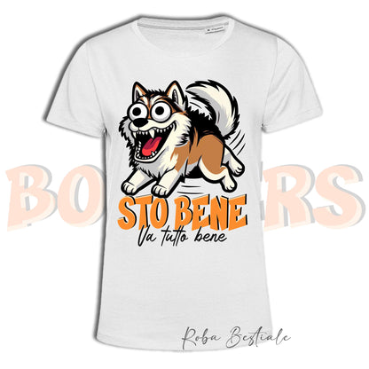 T-Shirt BONKERS - STO BENE - ALASKAN MALAMUTE Zibellino - Uomo o Donna - dalla XS alla 5XL