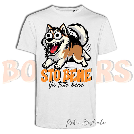 T-Shirt BONKERS - STO BENE - ALASKAN MALAMUTE Zibellino - Uomo o Donna - dalla XS alla 5XL