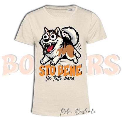 T-Shirt BONKERS - STO BENE - ALASKAN MALAMUTE Zibellino - Uomo o Donna - dalla XS alla 5XL