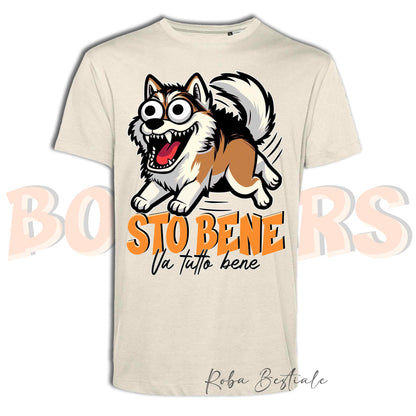 T-Shirt BONKERS - STO BENE - ALASKAN MALAMUTE Zibellino - Uomo o Donna - dalla XS alla 5XL