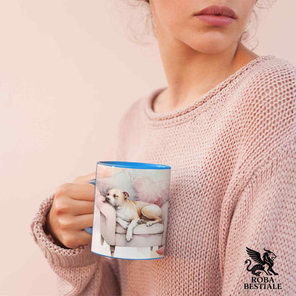 Tazza SOFT LIFE - AMERICAN STAFFODSHIRE TERRIER Bianco Fulvo - In Ceramica, colore a scelta - 330 ml