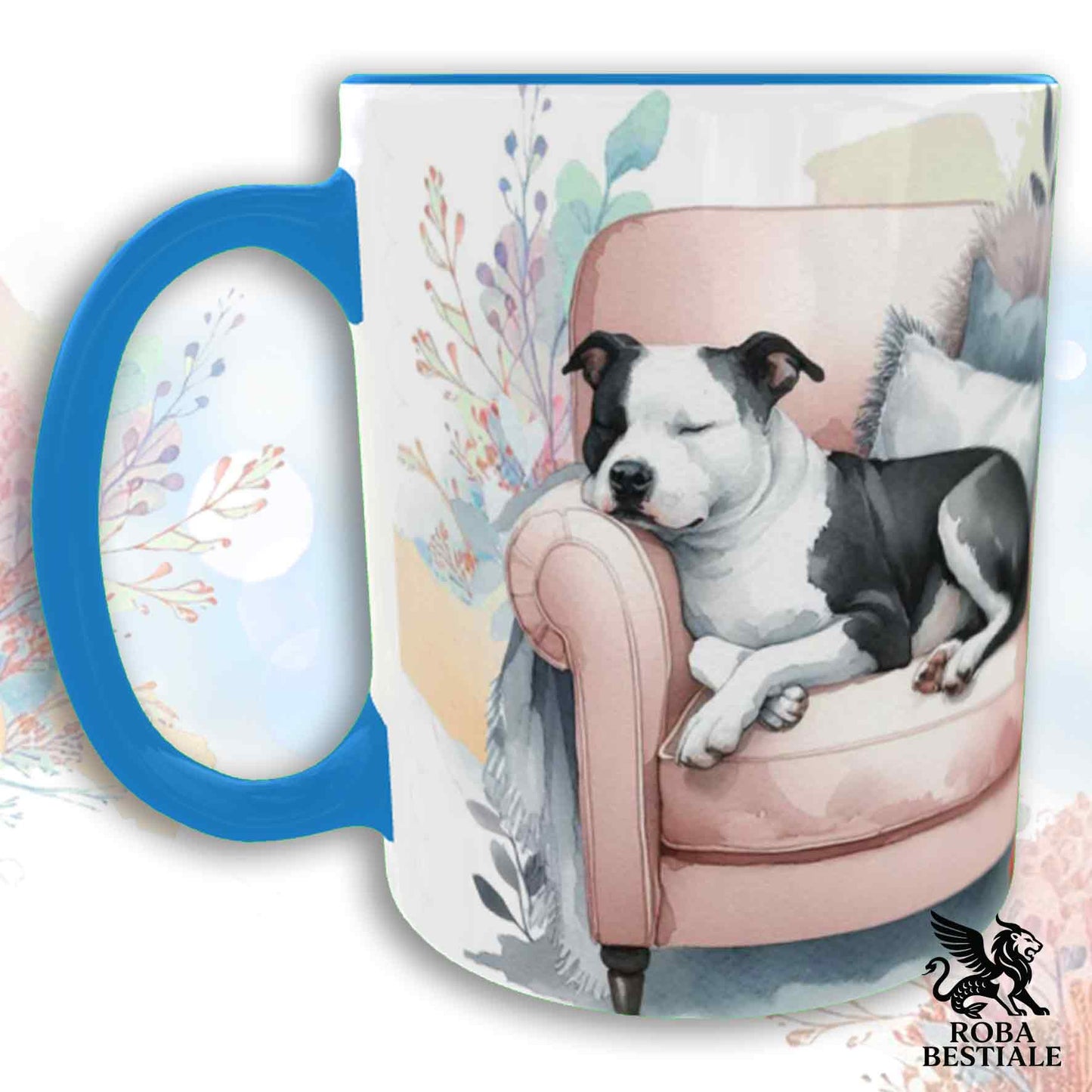 Tazza SOFT LIFE - AMERICAN STAFFODSHIRE TERRIER Bianco Nero - In Ceramica, colore a scelta - 330 ml