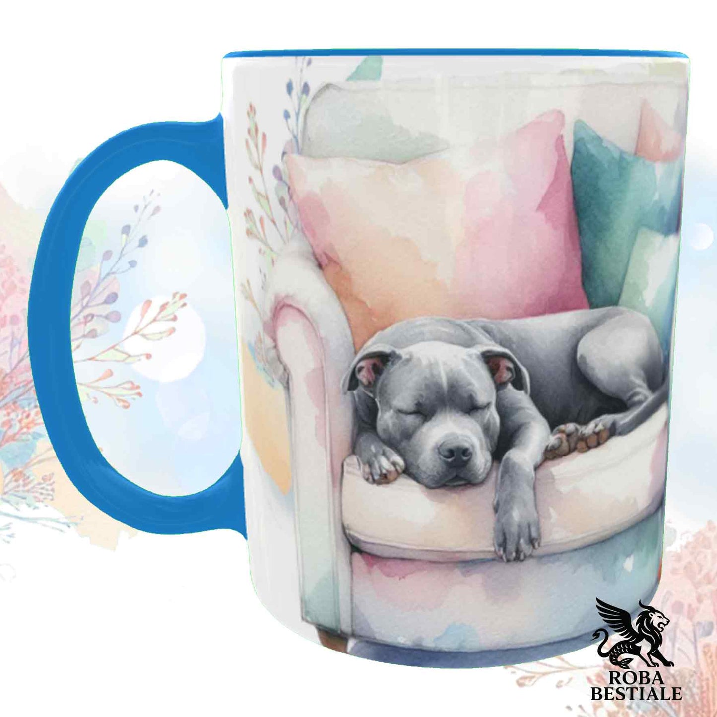 Tazza SOFT LIFE - AMERICAN STAFFODSHIRE TERRIER Grigio - In Ceramica, colore a scelta - 330 ml