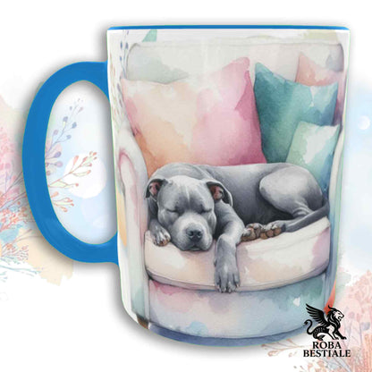 Tazza SOFT LIFE - AMERICAN STAFFODSHIRE TERRIER Grigio - In Ceramica, colore a scelta - 330 ml